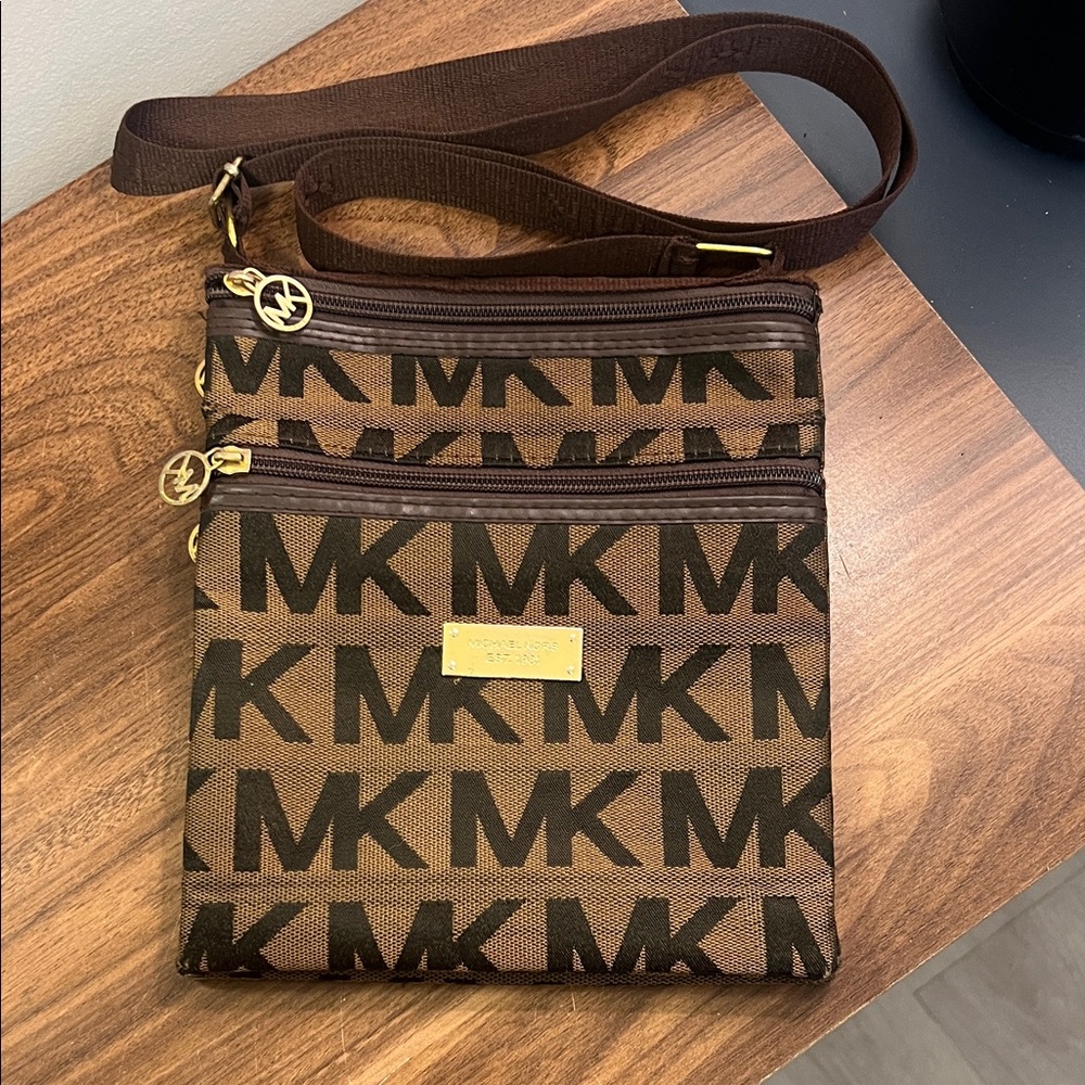 Michael Kors Brown and Black Messenger Bag